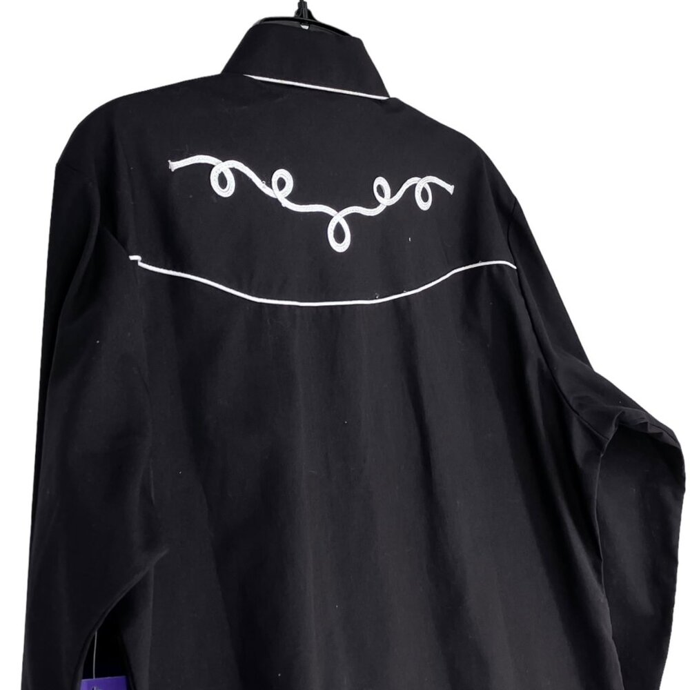 Ely Cattleman For Her Pearl Snap Shirt L Black Western Rodeo Cowgirl Rockabilly - Picture 4 of 16